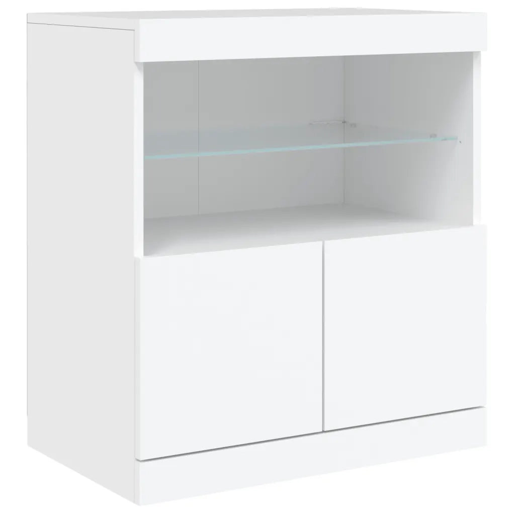 Credenza con Luci -Buffet-Armadio da cucina Bianca 60x37x67 cm