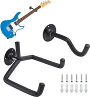 Muovibili per chitarra - 2 pezzi di chiodi da parete per chitarra - attaccapentole inclinati per chitarra acustica, classica, elettrica, basso, ukulele - nero