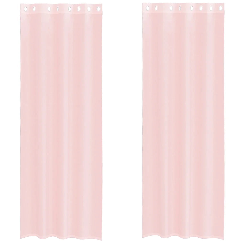 Tende in Voile con Occhielli 2 pz Rosa Chiaro 140x300 cm