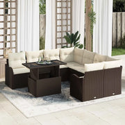 Set Divano da Giardino con cuscino 9 pcs Marrone Poly Rattan 3348434