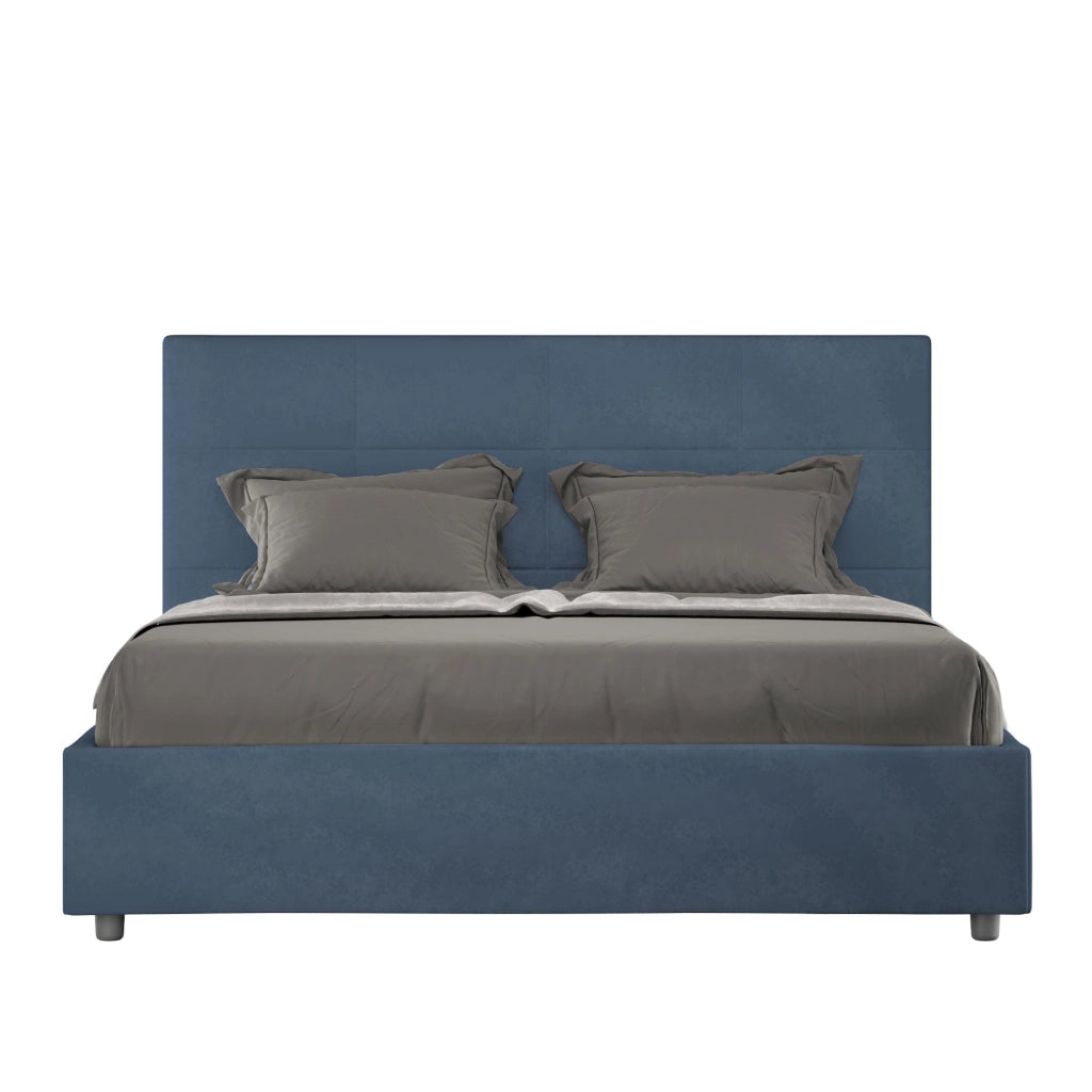 Letto queen size con rete imbottito 150x190 microfibra ocra Mika