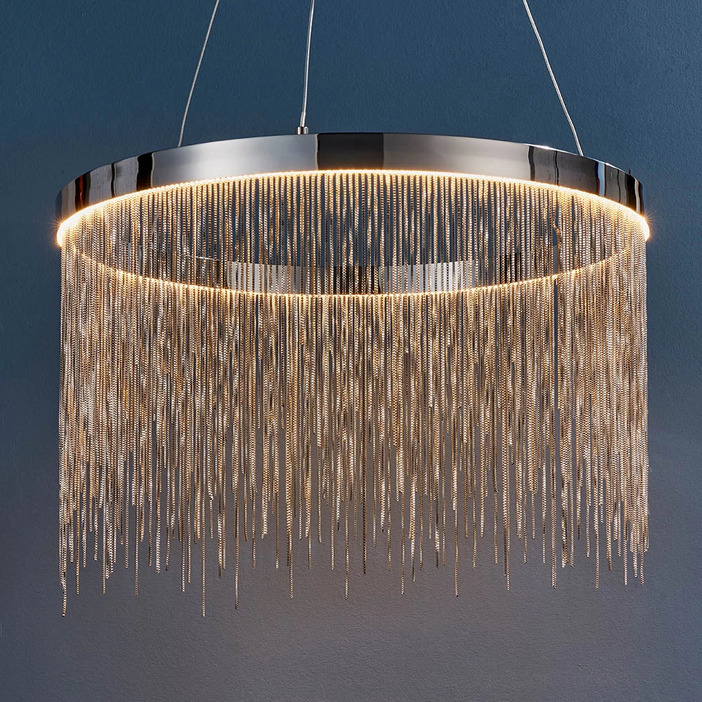 Lampadario sospeso LED anello cromato 20W Zelma Endon