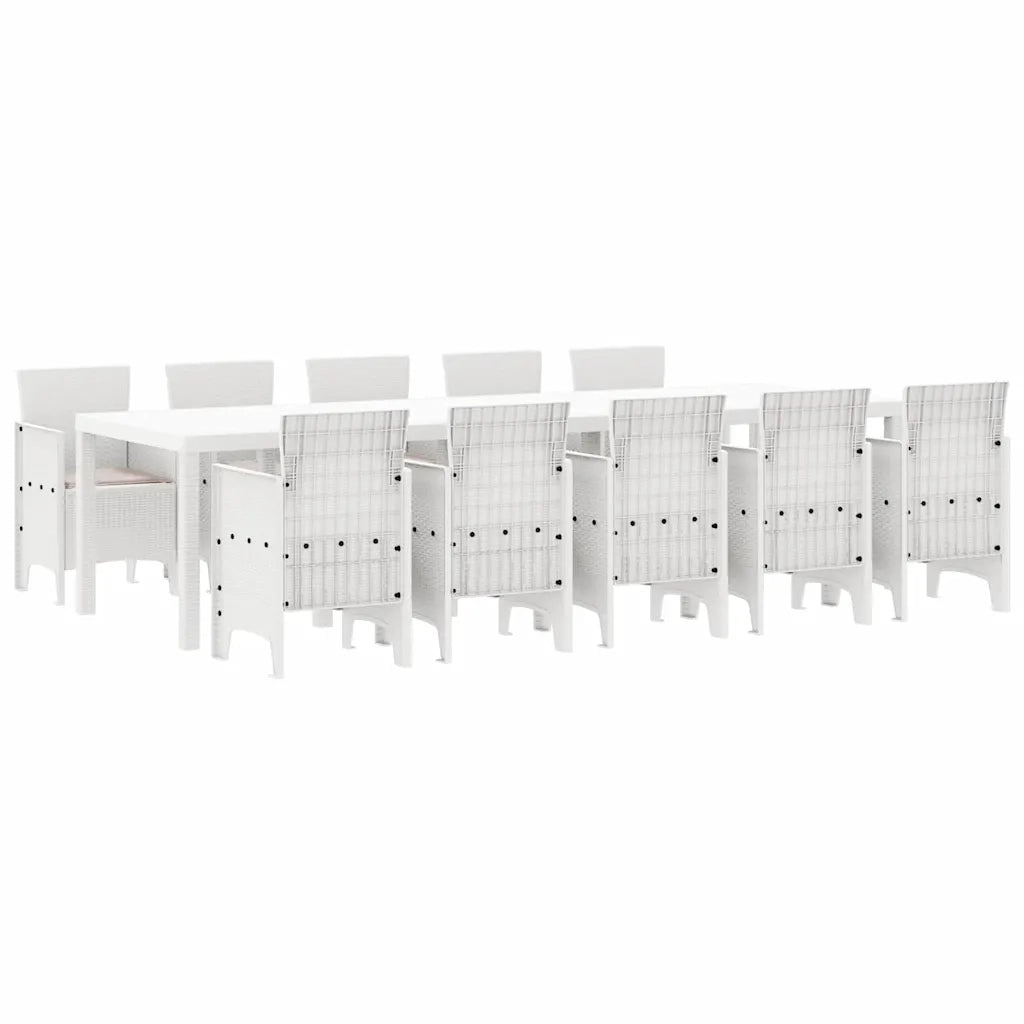 Set da Pranzo per Giardino con cuscino 11 pcs Bianco e Taupe