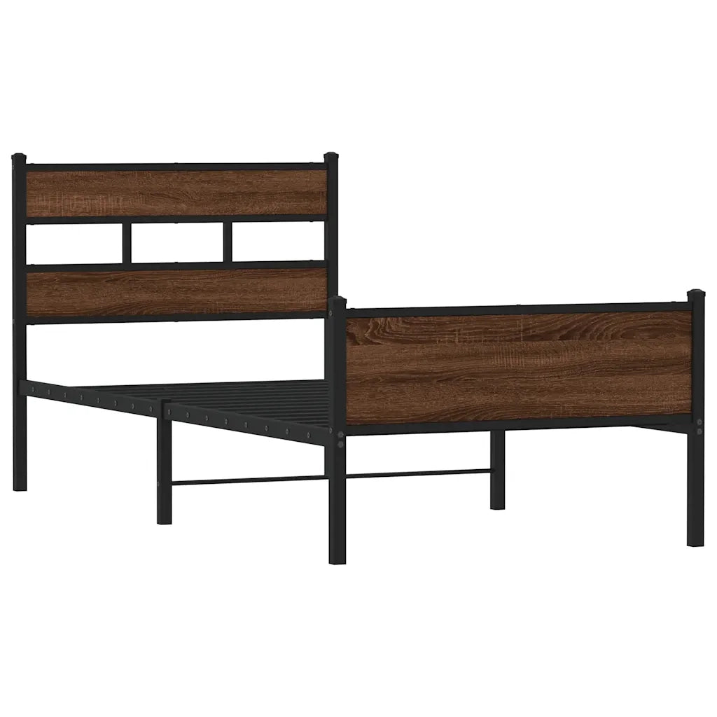 Letto singolo | Letto per adulti | Giroletto senza Materasso Rovere Marrone 75x190cm in Truciolato