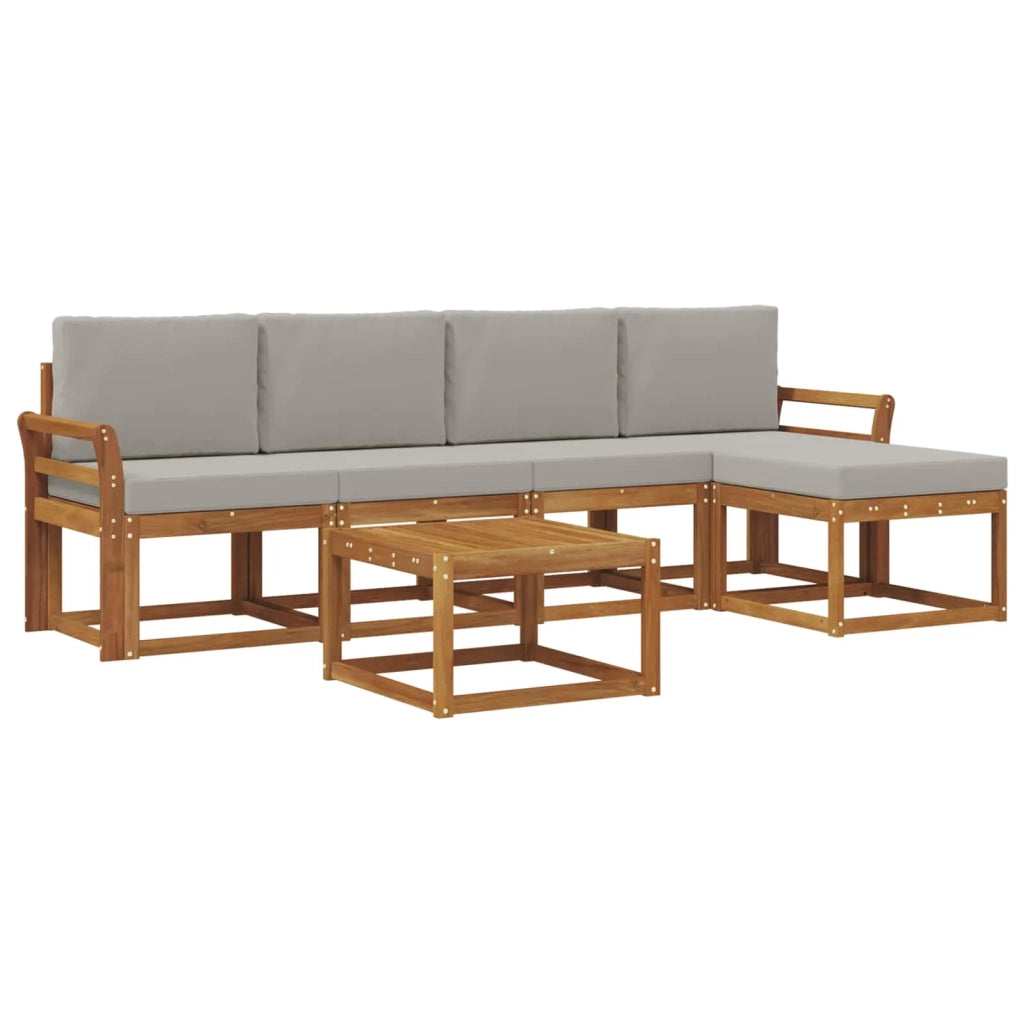 Set di divani da esterno 6 pcs Grigio Naturale e Chiaro 3366289