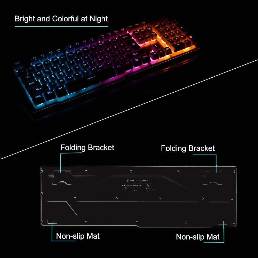 Trade Shop - Tastiera Gaming Da Gioco Cablata Retroilluminata Arcobaleno Rgb Luce Led Qk708 -