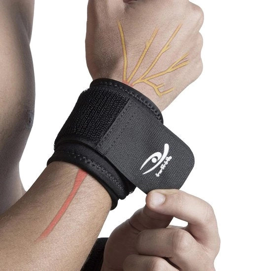 Due fasci di compressione per polso - supporto polso sportivo nero.