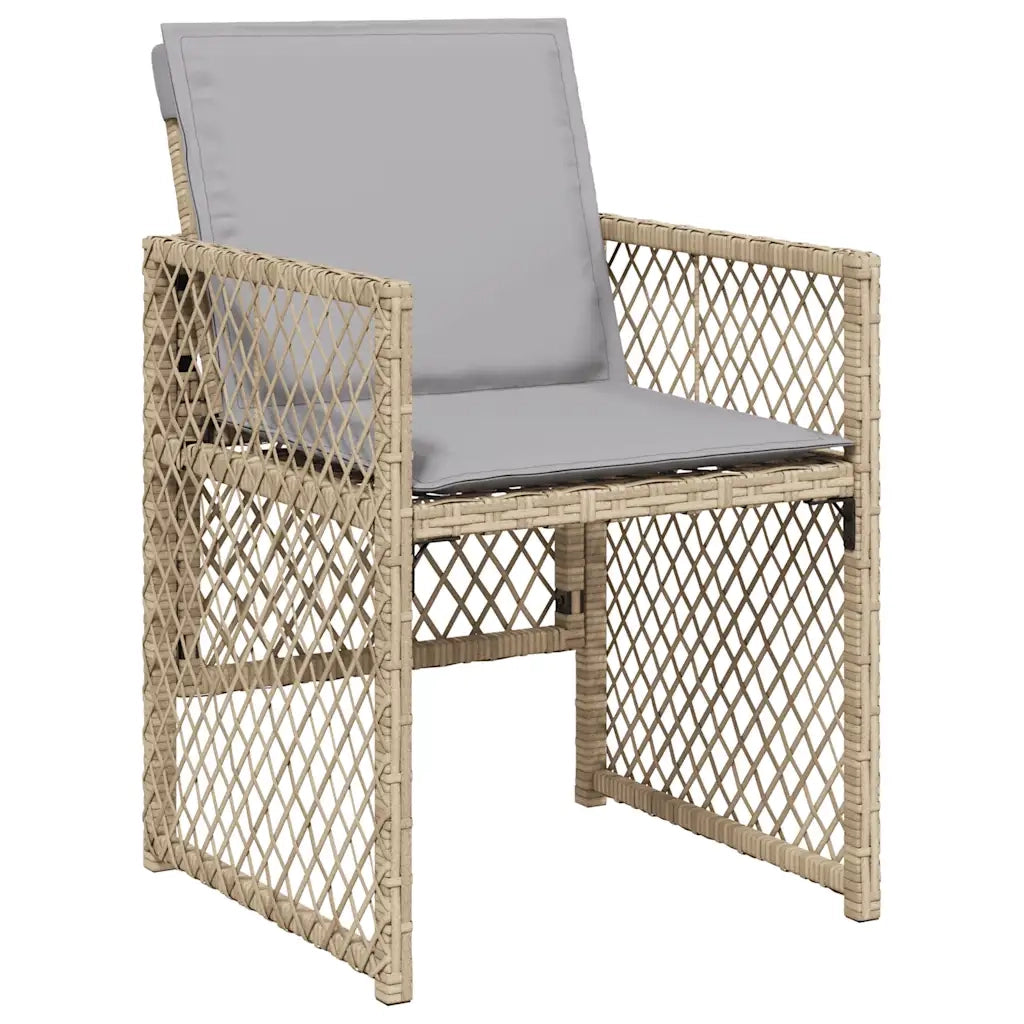 Set da Pranzo da Giardino 5 pz con Cuscini Beige in Polyrattan 3210720
