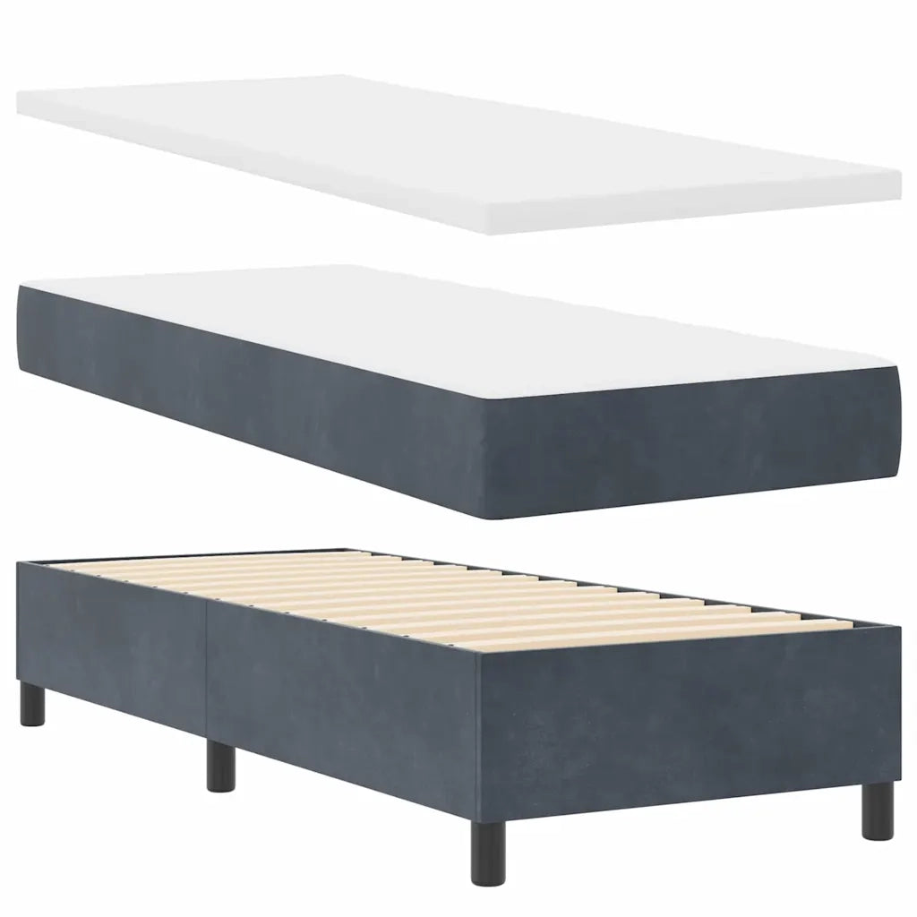 Letto a molle con materasso Grigio scuro 80 x 200 cm Velluto 3339729
