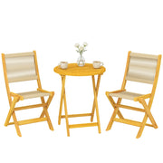 Tavolo da pranzo rotondo allungabile con 2 sedie pieghevoli ¨C Minimal ¨C Legno di acacia, corda PP naturale