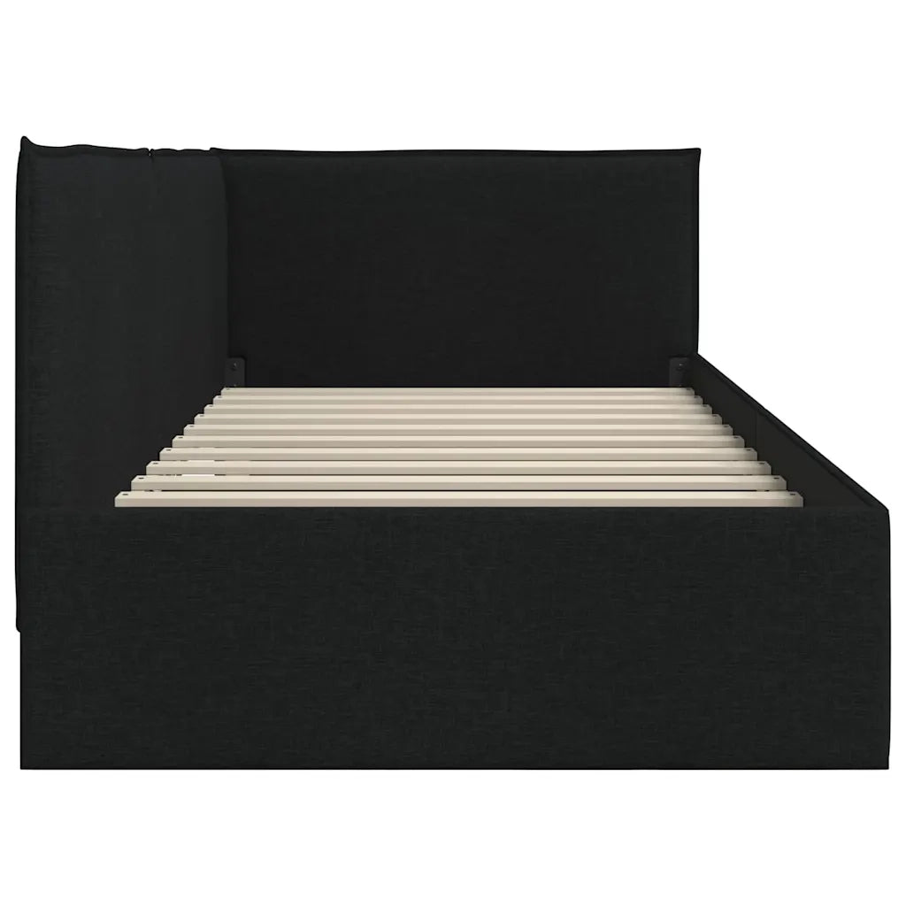 Cornice del letto ad angolo Nero 80 x 200 cm Tessuto