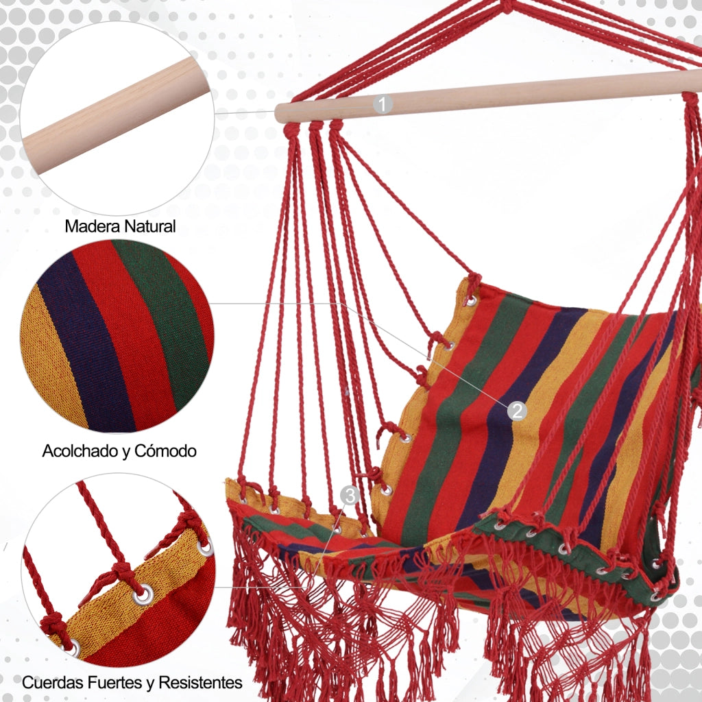 Sedia a dondolo sospesa ¨C zephmum ¨C Multicolor, tessuto di cotone e poliestere, 100x60x100 cm