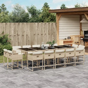 Set da Pranzo da Giardino 15 pz con Cuscini Beige in Polyrattan 3278181