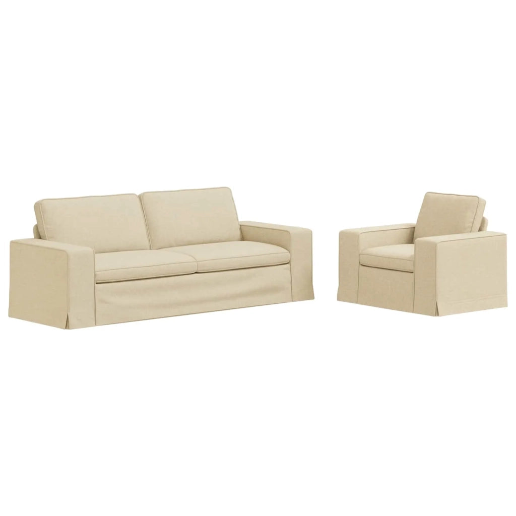 Set di divani 2 pcs Crema 222 x 80 x 82 cm Tessuto 3407593