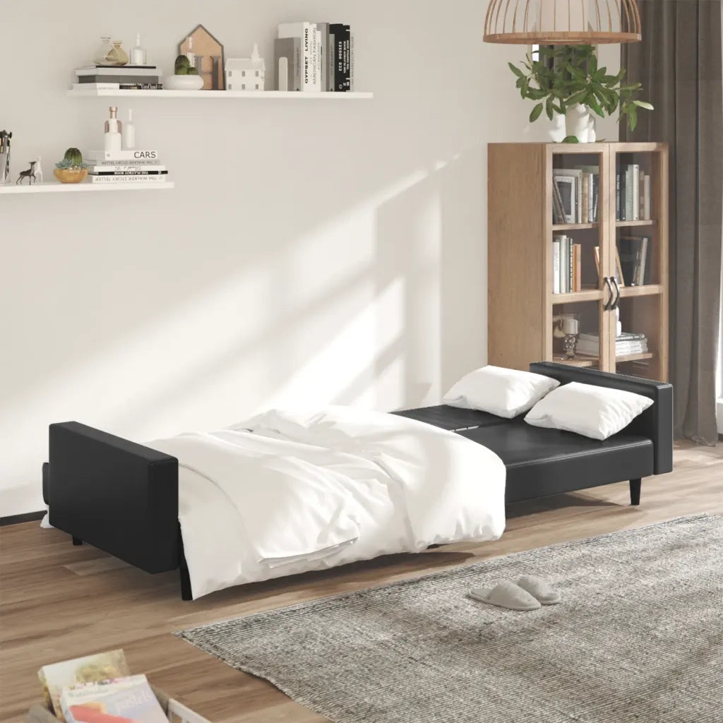 Divano letto | Sof¨¤ letto | Letto singolo a 2 Posti Nero in Similpelle
