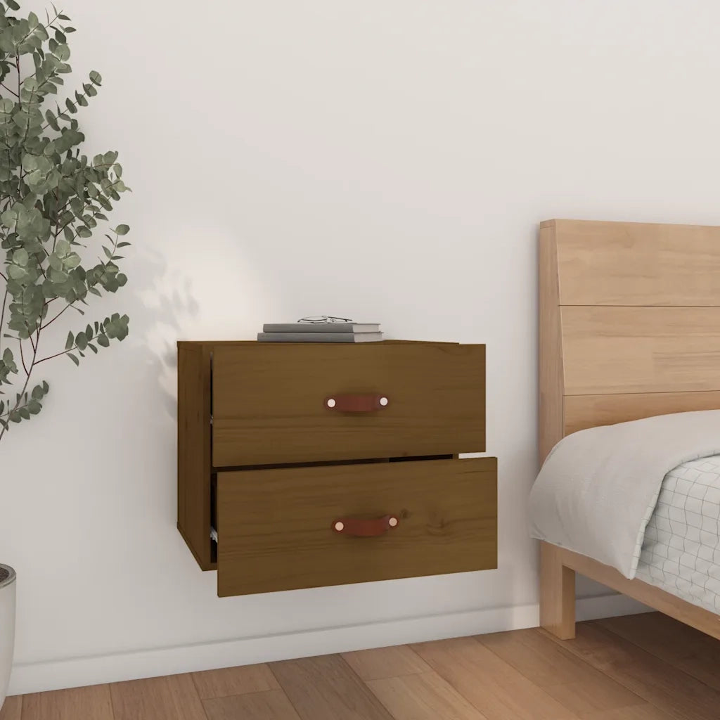 Set di 2 Comodini | Armadio da Notte | Mobiletto da notte a Muro Marrone ambra 50x36x40 cm