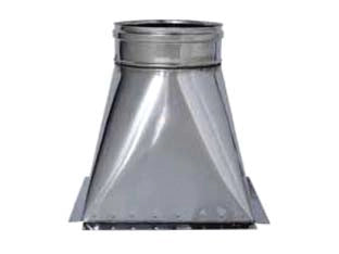 TRAMOGGIA IN ACCIAIO INOX AISI 304 MONOPARETE SPESSORE MM.0,6  mm.200x200  ø mm.200  mm.330h.