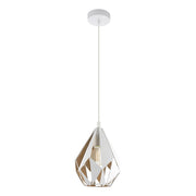 Sospensione Vintage Carlton 1 Acciaio Bianco Oro 1 Luce E27