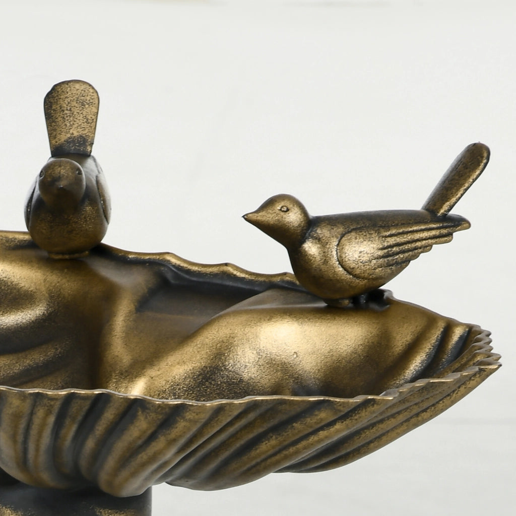 Vasca per uccelli con statue, 2 vaschette ¨C Minimal ¨C Bronzo, plastica, 49.5x38x81 cm
