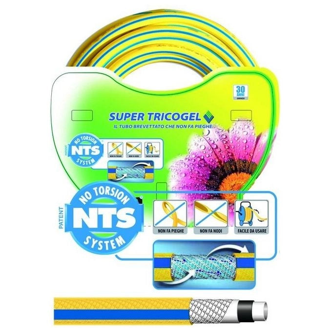 Fitt 76495-50 Tricogel Super NTS Tubo per Irrigazione 5 Strati 25 m 1'' Antitorsione Antipiega Anti-UV colore Giallo