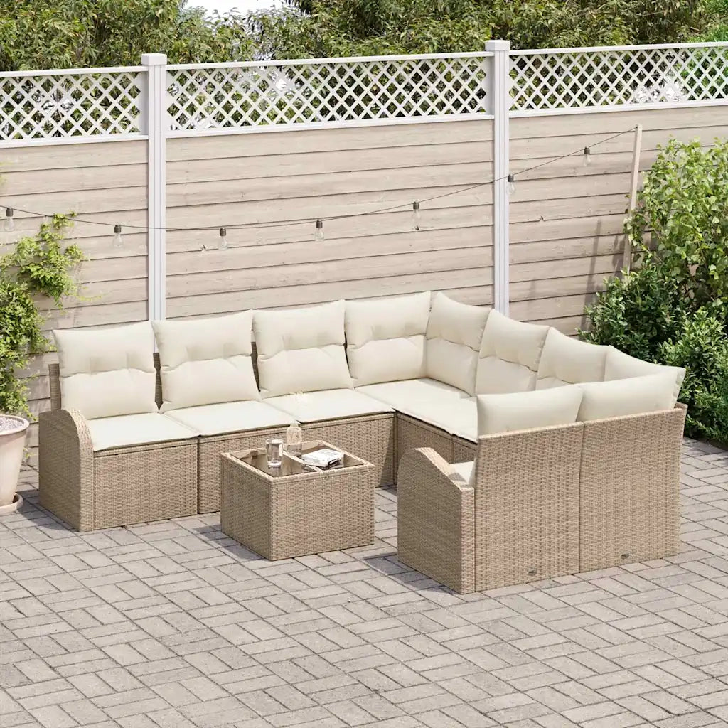 Set di divani con cuscino 9 pcs Beige e Crema polyrattan 3354650