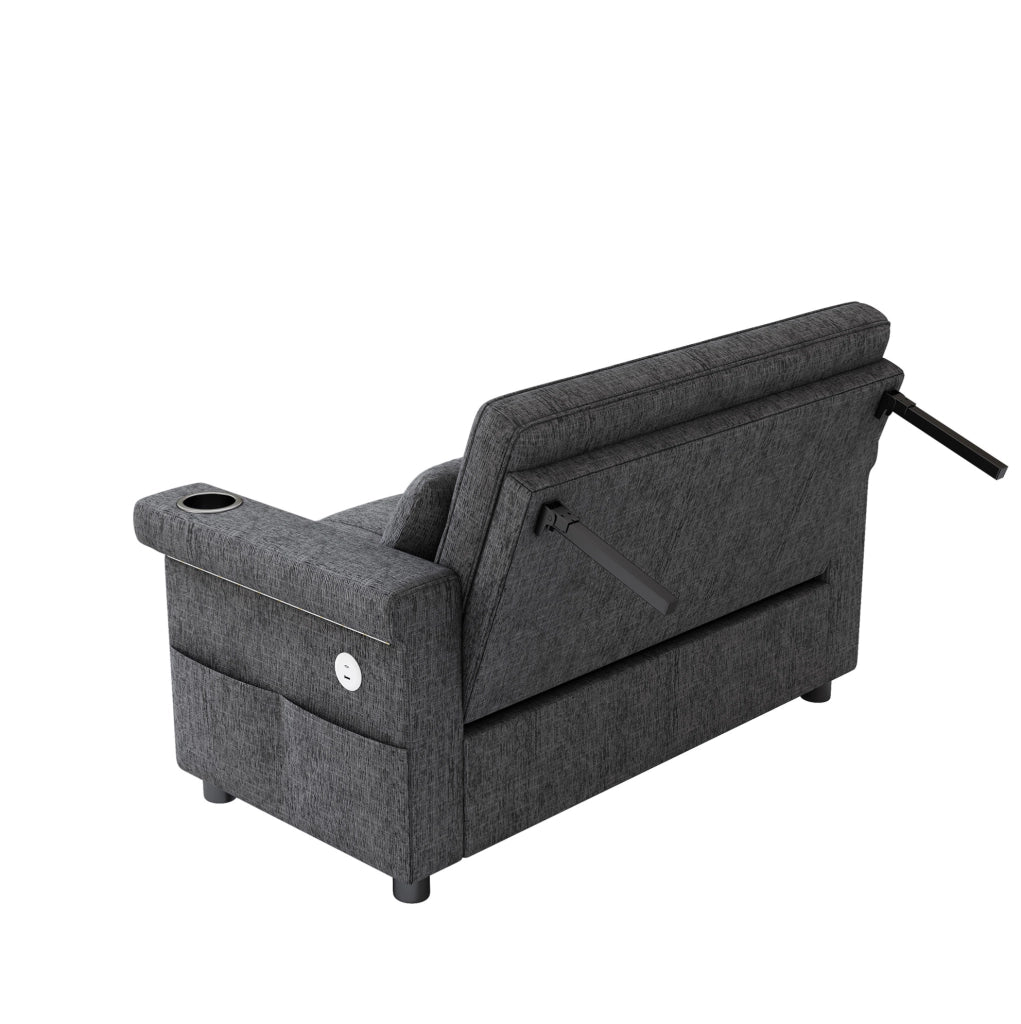 Divano letto 2 posti convertibile 145 x 141;5 x 90 cm in chenille grigio con LED e USB