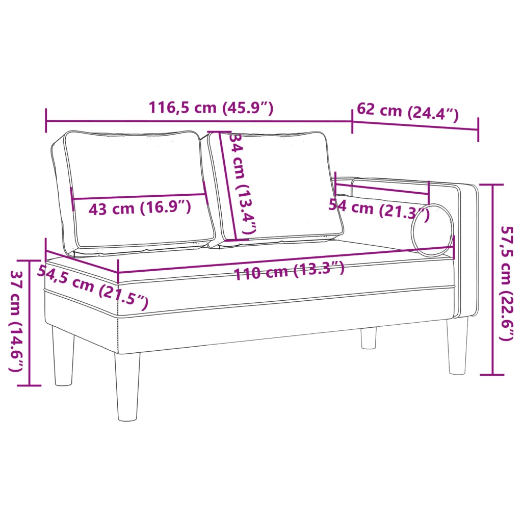 Chaise Longue con Cuscini Grigio Chiaro in Velluto 4007571