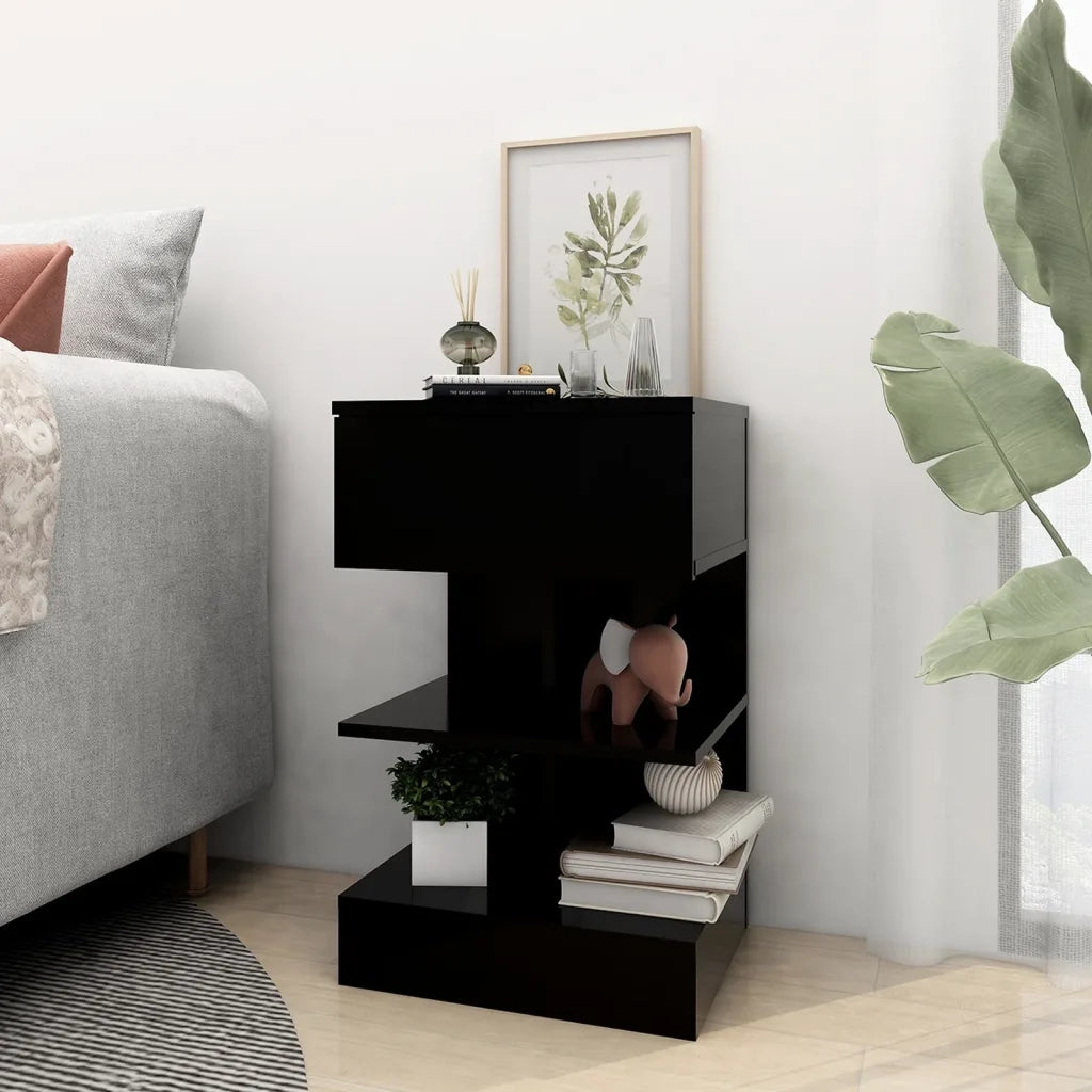 Comodini 2 pz-Set di 2 Tavolino da notte Neri 40x35x65 cm