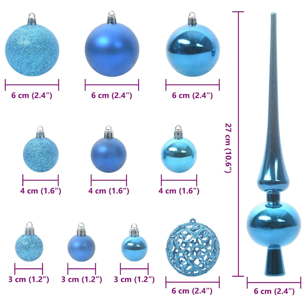 Set di Palle di Natale con 300 LED 120 pz Blu Plastica CFW9953282