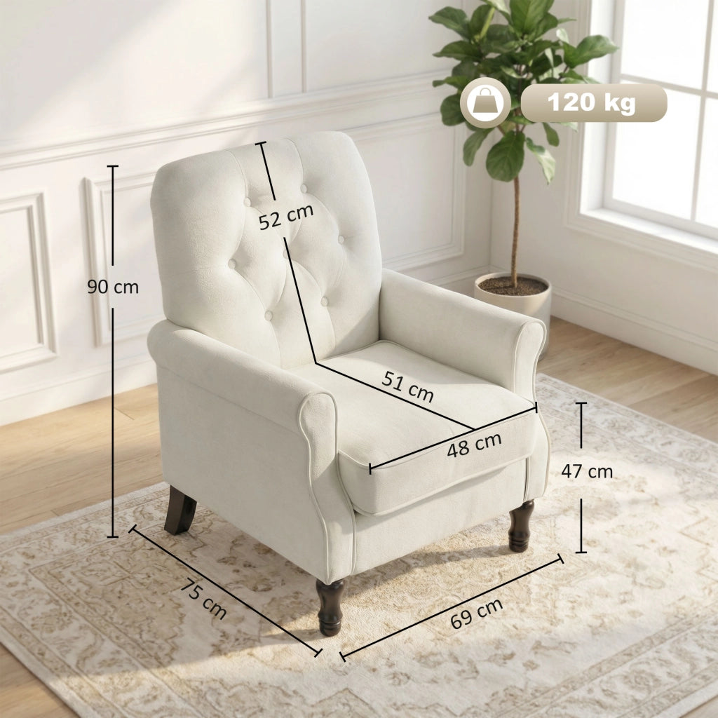 Poltrona ¨C Minimal ¨C crema, tessuto, 69x75x90cm