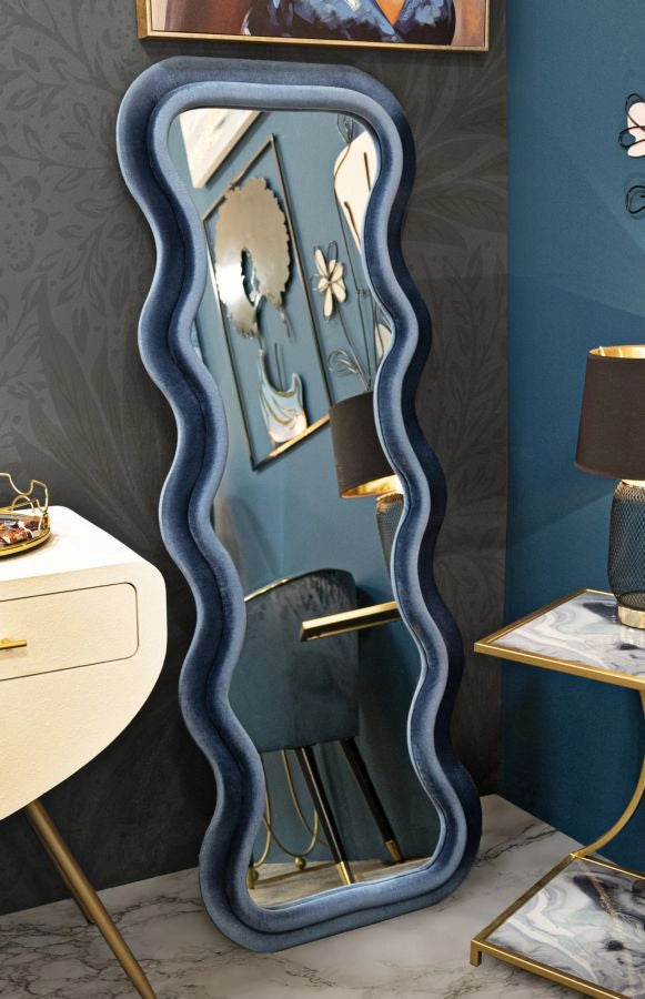 Specchio da muro cornice in velluto blu 60x6x160cm CEMILY