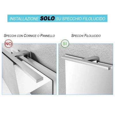 Applique LED naturale in acciaio e vetro per specchio a filo