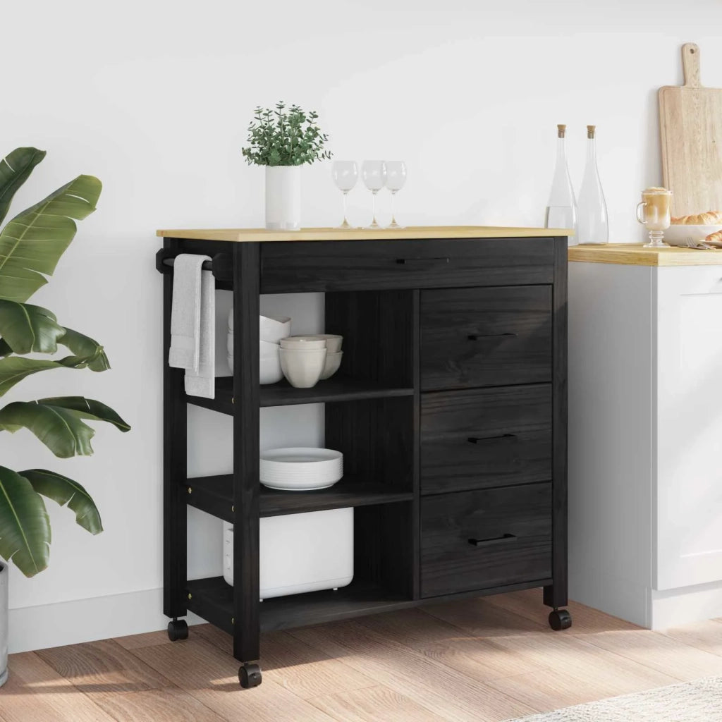 Carrello da Cucina-Scaffale per Cucina Nero