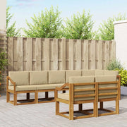 Set di divani da esterno con cuscino 8 pcs Naturale e Beige 3366586