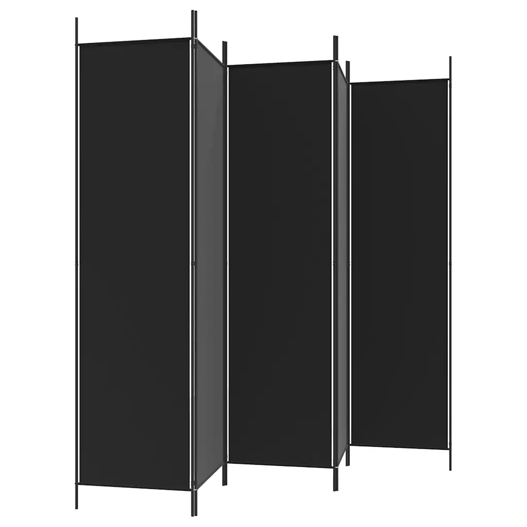 Divisorio Ambienti | Divider per stanze | Paravento 5 Pannelli Nero 250x200 cm Tessuto