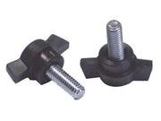 VOLANTINO A FARFALLA A 2 ALETTE CON PERNO FILETTATO IN ABS NERO- - M5 - 10 pezzi