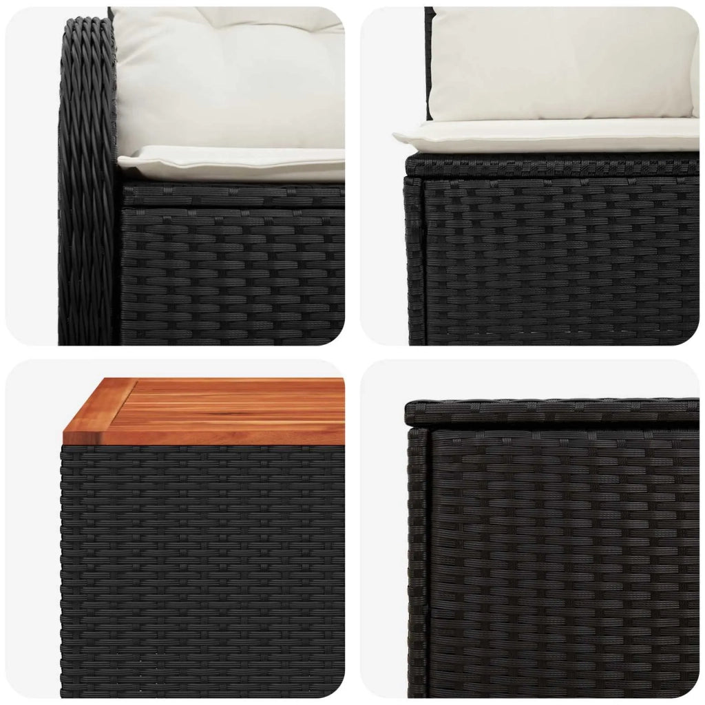 Set di divani 6 pz Nero e Bianco Crema 3447128