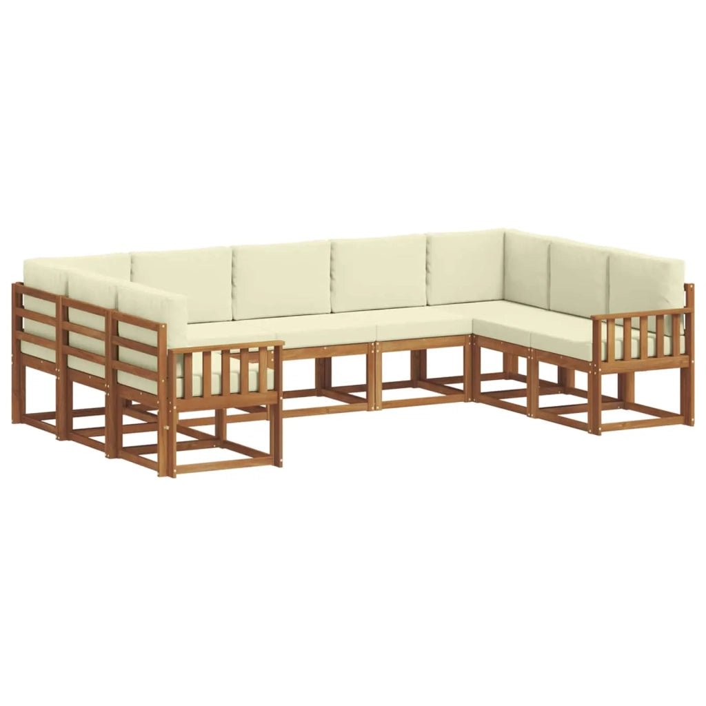 Set di divani da esterno con cuscino 9 pcs Naturale e Crema 3366978