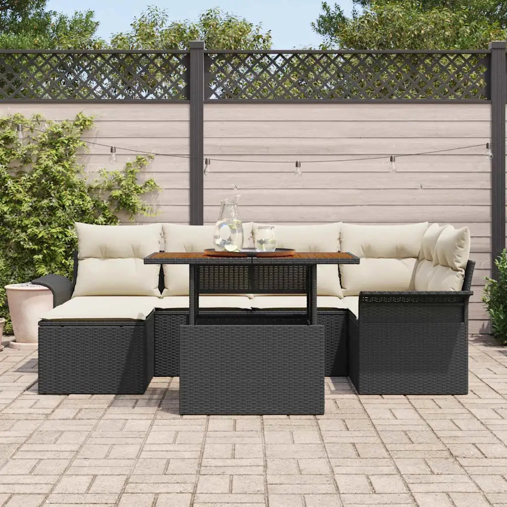 Set Divano da Giardino con archiviazione 7 pcs Nero Poly Rattan 3358091