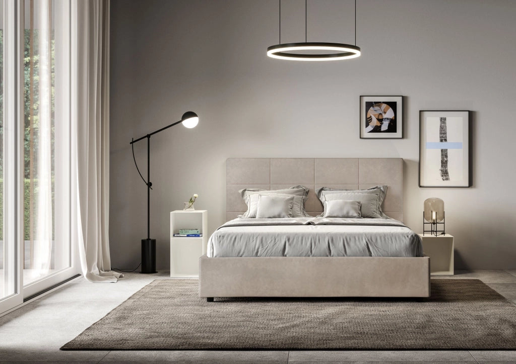 Letto Matrimoniale Francese 140x200 cm con Rete Mika Sabbia