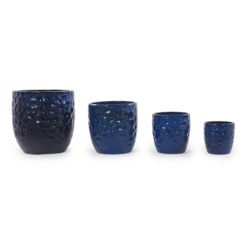VASO PORTAFIORI Ø30 cm in ceramica blu navy