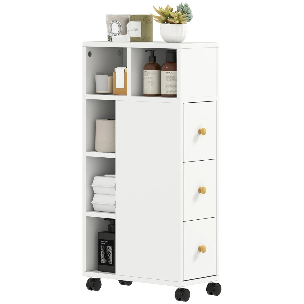 Mobile da bagno con ruote e cassetti ¨C Minimal ¨C bianco 20x40x80