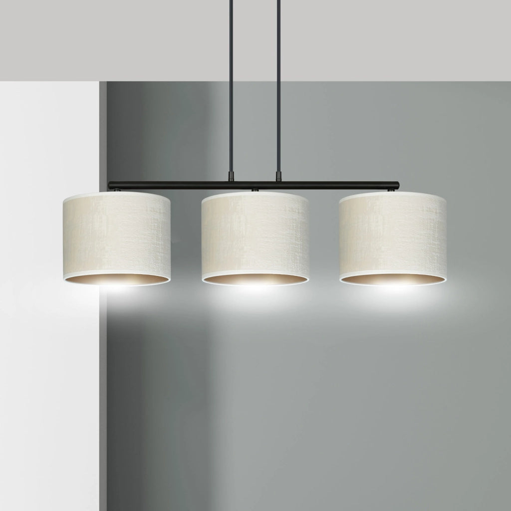 Lampadario Emibig Hilde 3 luci E27 nero crema oro