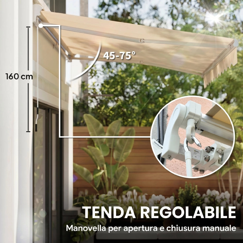 Tenda da Sole a Bracci per Esterno ¨C Minimal ¨C Beige 3x2.5m