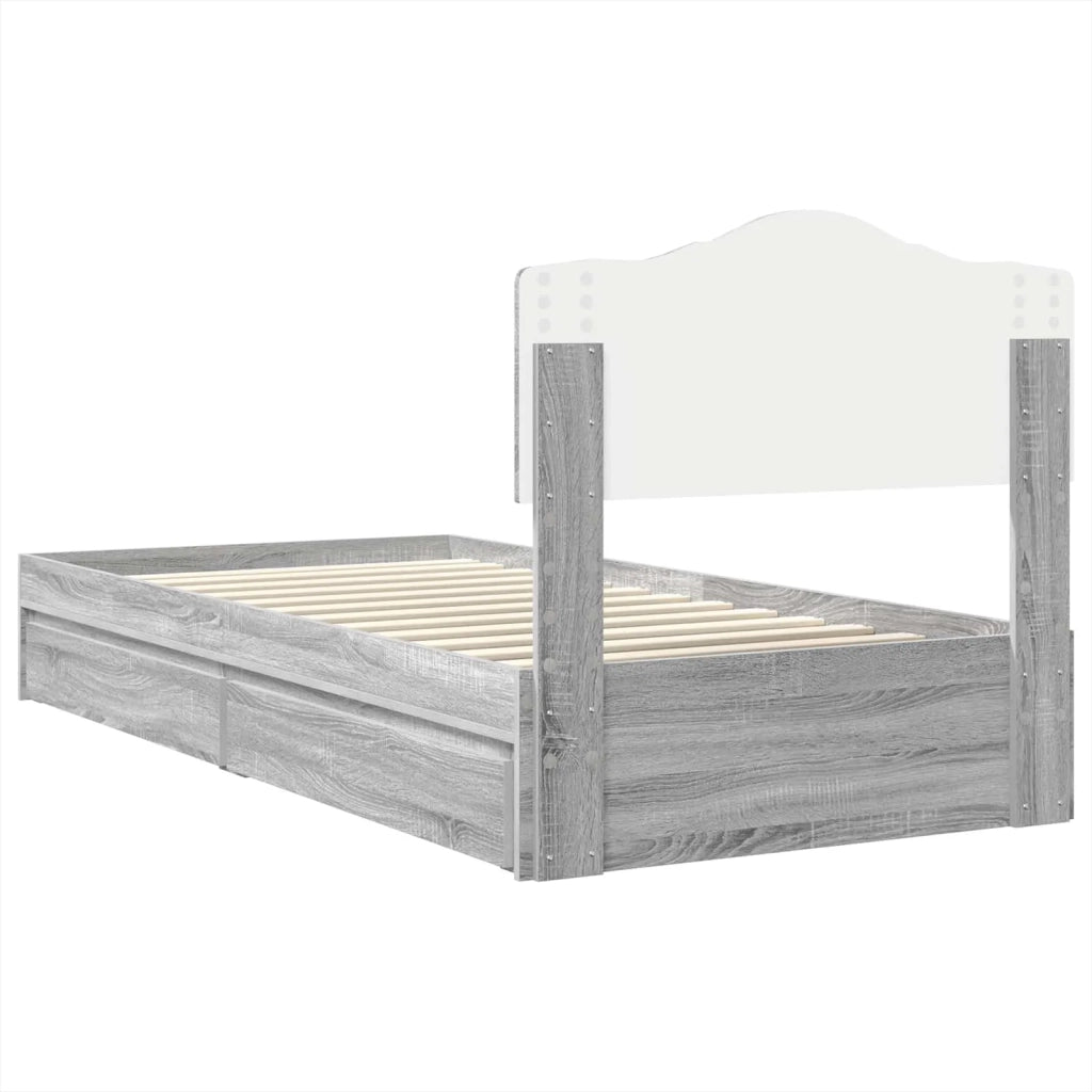 Letto con Contenitore con testiera Grigio Sonoma 90 x 190 cm 3413143