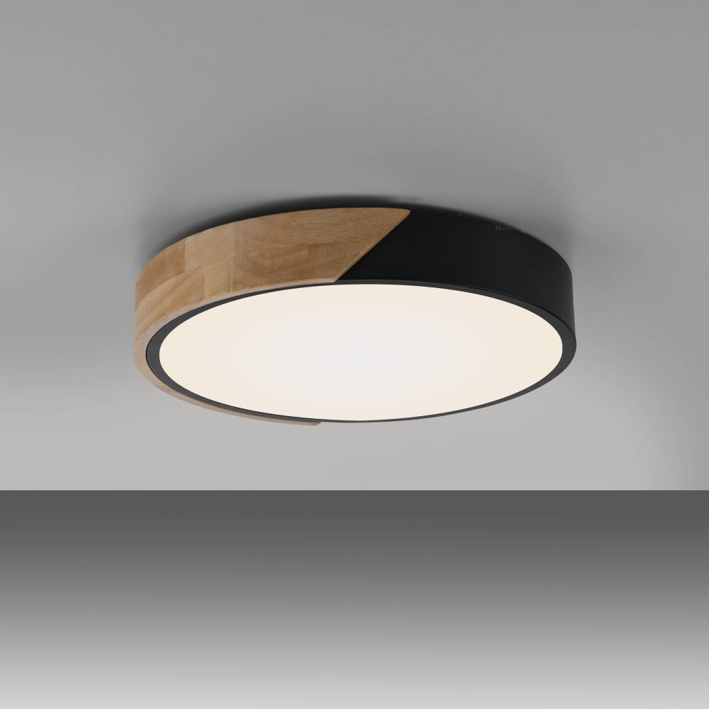 Plafoniera rotonda Ø32 nera/legno LED 24W BILA Just Light