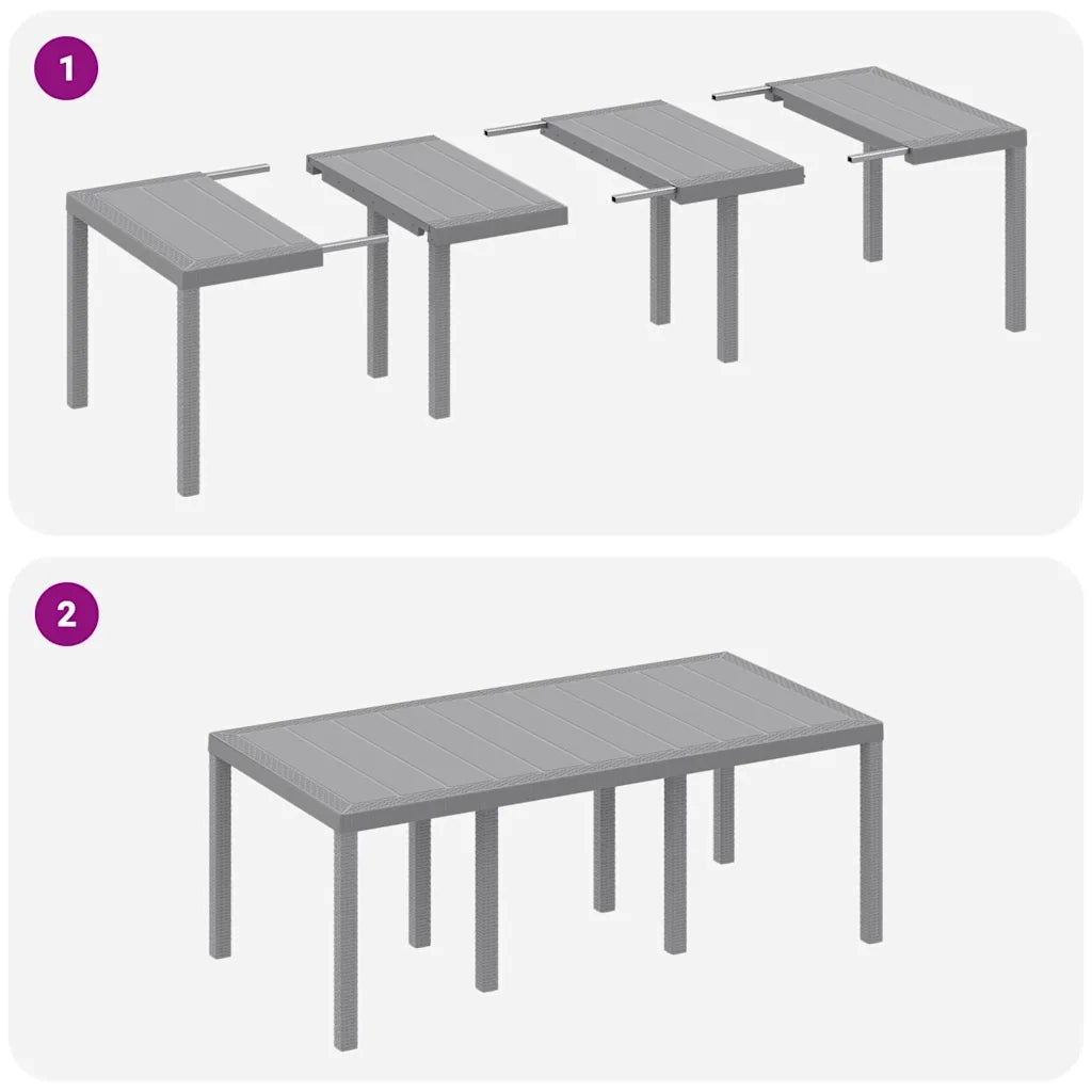 Set da Pranzo per Giardino 9 pcs Grigio Chiaro Polipropilene 3378590