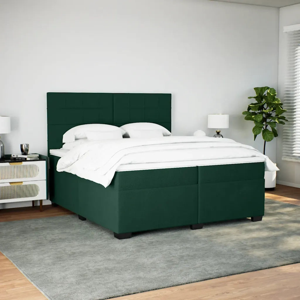 Giroletto a Molle con Materasso Verde Scuro 200x200 cm Velluto 3291005