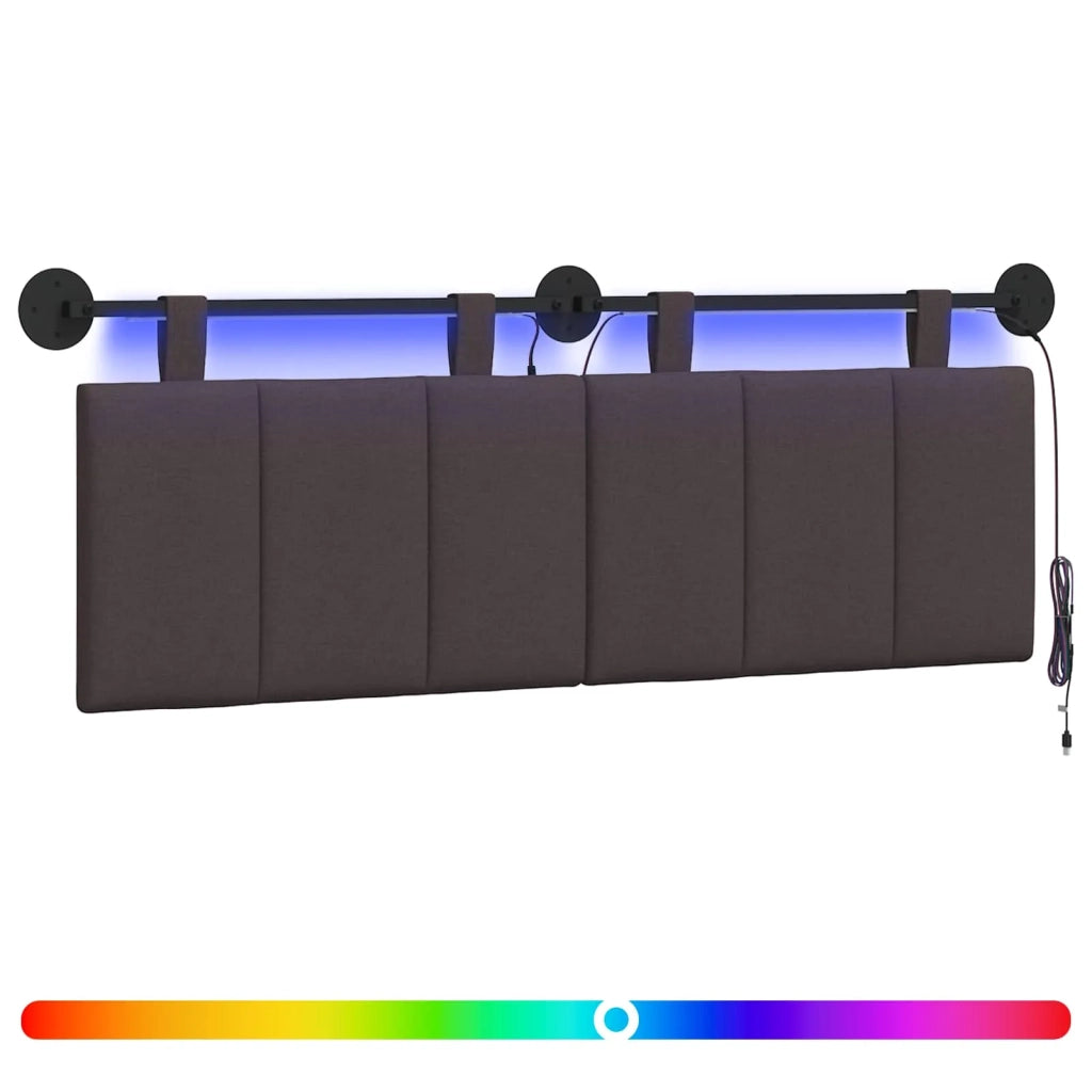 Testiera sospesa Con luce LED Marrone Scuro Tessuto 3424793
