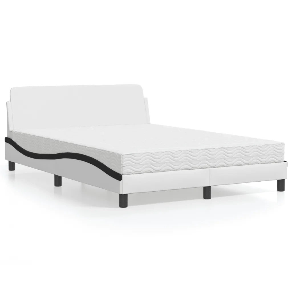 Letto con Materasso Dover Bianco e Nero 140x190 cm in Similpelle
